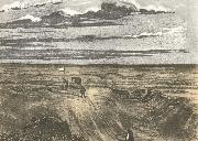 william r clark sturt och hans foljeslagare under kartmatning vid farden till det inre av australien 1844-45. oil painting artist
